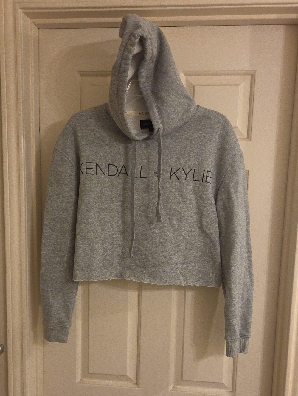 Kendall & Kylie Light Gray Cropped Logo Hoodie